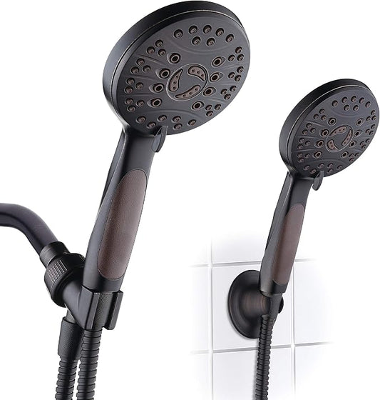 for California - High Pressure 6-setting Luxury Handheld Shower Head, 6 Ft Stainless Steel Hose, Anti Clog Jets, Anti Slip Grip, Top US Brand, Extra Wall Bracket - Oil Rubbed Bronze Finish