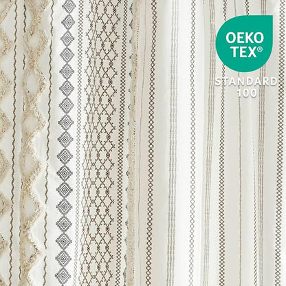 INK+IVY Tufted Chenille Cotton Shower Curtain for Bathroom, Ivory, 72 x 84 | Machine Washable, Boho Tufted Chenille Modern Home Bathroom Decor, Bathtub Privacy Screen, OEKO-TEX Certified