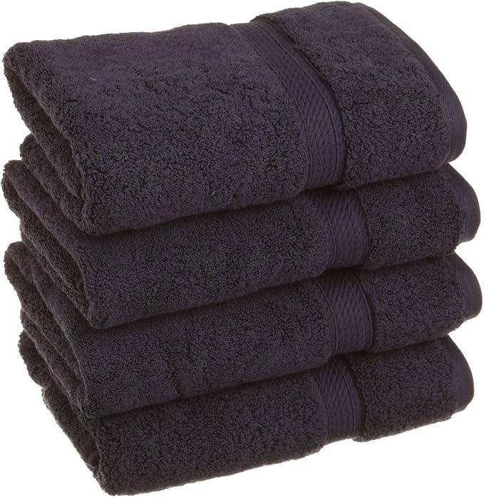 SUPERIOR Egyptian Cotton Plush & Absorbent, Hand Towel Set of 4, Navy Blue | Quick Dry, Soft Luxury Towel Set, Bath Essentials for Bathroom, Guest Bath, Spa, 4 Piece Set, Madeline Towels