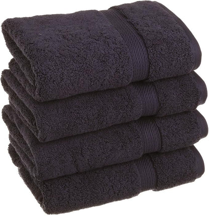 SUPERIOR Egyptian Cotton Plush & Absorbent, Hand Towel Set of 4, Navy Blue | Quick Dry, Soft Luxury Towel Set, Bath Essentials for Bathroom, Guest Bath, Spa, 4 Piece Set, Madeline Towels