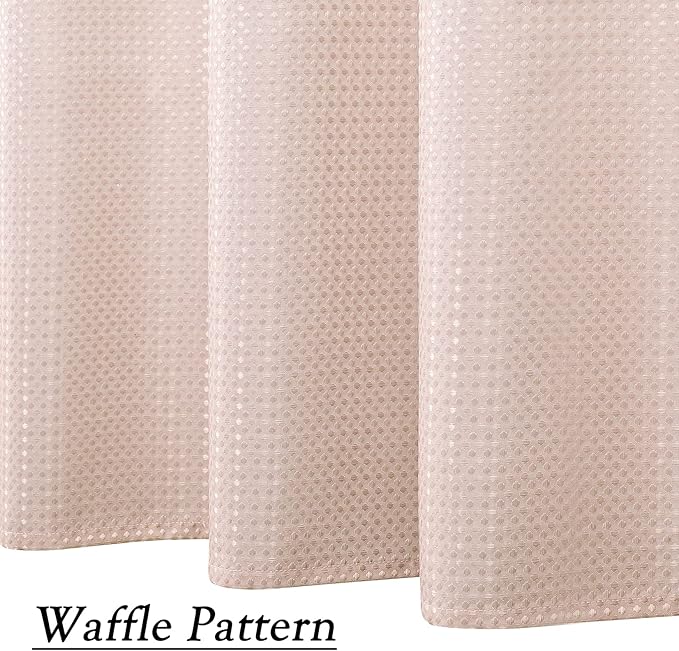 WEST LAKE Pink Waffle Shower Curtain Ombre Decorative Water Resistant No Hook Shower Curtain for Bathroom Hotel Spa with Grommet Machine Washable,Gradient White to Blush 70" Wx72 L
