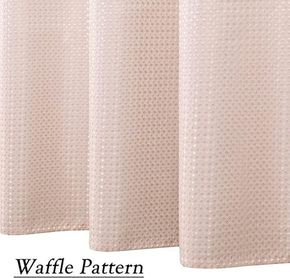 WEST LAKE Pink Waffle Shower Curtain Ombre Decorative Water Resistant No Hook Shower Curtain for Bathroom Hotel Spa with Grommet Machine Washable,Gradient White to Blush 70" Wx72 L