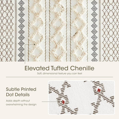 INK+IVY Tufted Chenille Cotton Shower Curtain for Bathroom, Ivory, 72 x 84 | Machine Washable, Boho Tufted Chenille Modern Home Bathroom Decor, Bathtub Privacy Screen, OEKO-TEX Certified