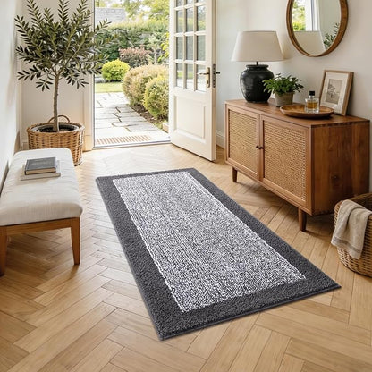 Bathroom Rugs 40x24 Non Slip Washable, Grey Bath Mat for Bathroom Floor Tub, Soft Absorbent Quick Dry Mats for Shower, Bathtub,Home Decor