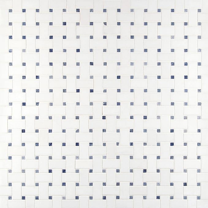 MSI Azula 12 in. x 12 in. Polished Marble Basketweave Tile for Kitchen Backsplash, Wall Tile for Bathroom, Shower Wall