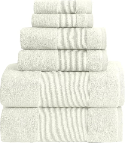 Modern Threads Air Cloud 6-Piece Towel Set - 100% Zero-Twist Cotton, 500 GSM, Quick Dry & Plush, Ivory