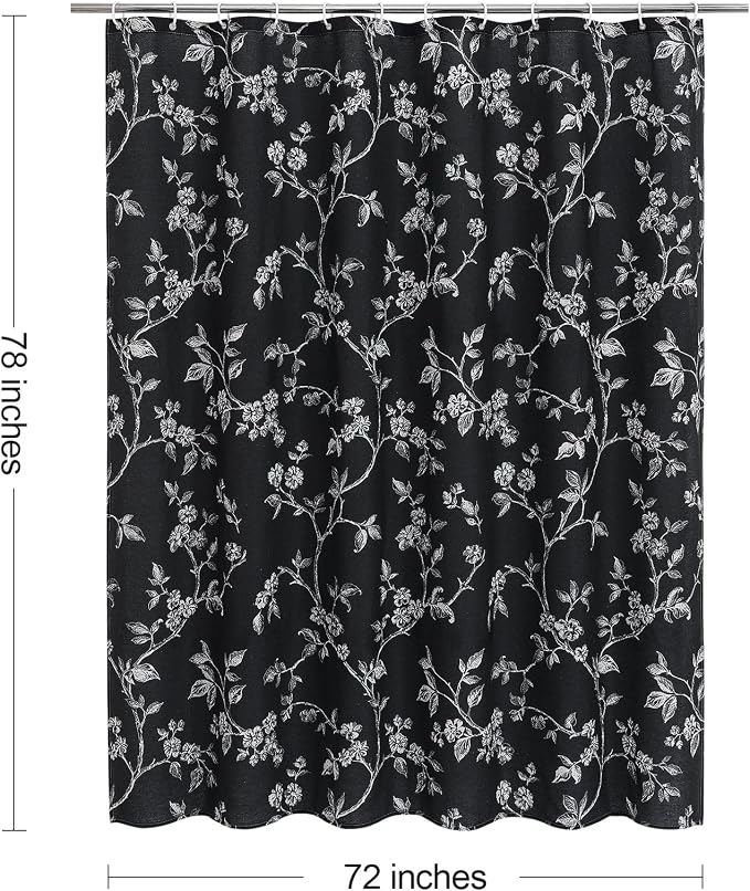 MitoVilla Long Cotton Floral Shower Curtain for Bathroom,72 x 78 | Long Cottagecore Spring Shower Curtains for Bathroom, Modern Farmhouse Country Plant Leaves Bathroom Décor, 72 x 78