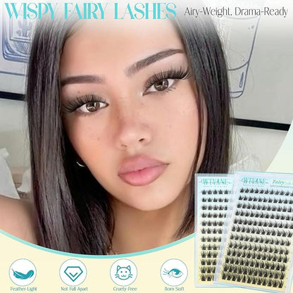 Lash Clusters Wispy Eyelash Clusters Manga Lashes Cluster Eyelash Extension Natural Lashes Clusters Fairy False Lashes DIY Individual Lash Extension Thin Band Lash Clusters with Spikes