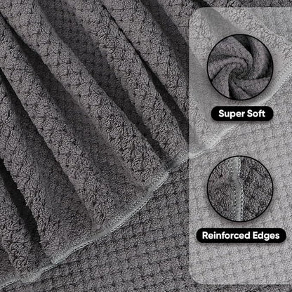 HOMEXCEL Grey Bath Towels 2 Pack, Microfiber Bathroom Towel, Super Soft Highly Absorbent Bath Towel Set, Quick Drying Towels for Sport, Yoga, SPA, Fitness