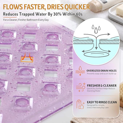 Yimobra Bathtub Mat Non Slip, Shower Mat with Strong Suction Cups & Drain Holes, 28"X16", Anti Slip Bath Tub Mat for Inside Shower, Machine Washable Fast Drying, Bathroom Essentials, Clear Purple