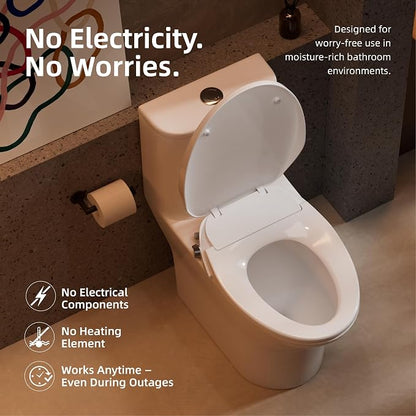 BRAVAT® Non-Electric Bidet Toilet Seat Elongated, Soft Close, Easy Install | Front&rear wash, Removable nozzles, Ambient water, Soft close, Customizable comfort settings, German engineered