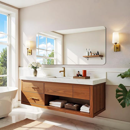 CILIBER Frameless Mirror, 24x48 Inch Rectangle Bathroom Mirror Rounded Corner, 3mm Tempered Glass Frameless Vanity Mirror with Polished Edge for Over Sink, Bedroom, Entryway, Vertical or Horizontal