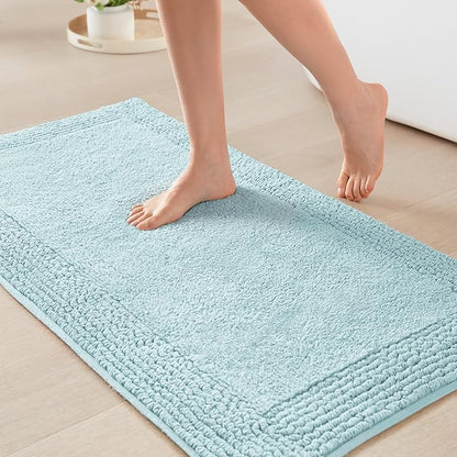 Madison Park Splendor Reversible 100% Cotton Bath Rug, 24 x 36, Blue | Tufted Bathroom Mat, 3000 GSM, Hotel Quality, Luxurious Plush, Medium Pile, Absorbent, Quick Dry, OEKO-TEX, Shower Room Décor