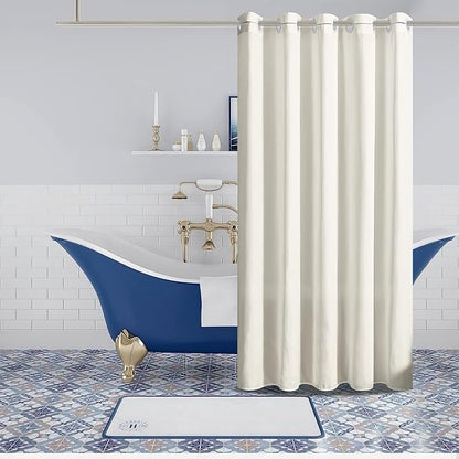 Furlinic Extra Wide No Hook Beige Shower Curtain 108x72 Inch,Polyester Fabric Waterproof Shower Curtain Liner with 14 Plastic Split Grommets,Washable Shower Curtains for Bathroom Hotel Spa Luxury