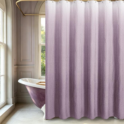 36x72 Small Stall Shower Curtain, Ombre Lavender Embossed Half Bath Curtain