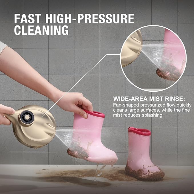 Handheld Shower Head with Magnetic Docking System | 9-Function High Pressure Detachable Shower Head with Remote Dock, 5-inch Champagne Gold Showerhead, 72 Inch Hose, SH180-CB-D