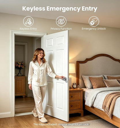 Veise Privacy Interior Door Knobs for Bedroom & Bathroom, Brushed Nickel | ANSI Grade 3, Keyless, Easy Installation, Thumb Lock Emergency Release, Rust & Fingerprint-proof, Reversible,Classic