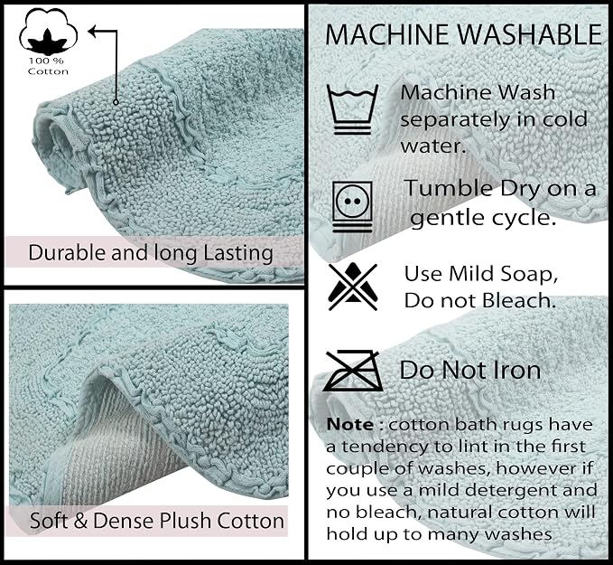 Home Weavers Radiant Collection 100% Cotton Bathroom Rugs Set, Bathroom Décor, Washable Rug, Extra Soft and Absorbent Bath Rug, Kitchen Mat, Bath Mat Set, Bath Floor Mat Non Slip, 22" Round, Sky Blue