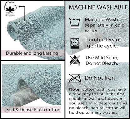 Home Weavers Radiant Collection 100% Cotton Bathroom Rugs Set, Bathroom Décor, Washable Rug, Extra Soft and Absorbent Bath Rug, Kitchen Mat, Bath Mat Set, Bath Floor Mat Non Slip, 22" Round, Sky Blue