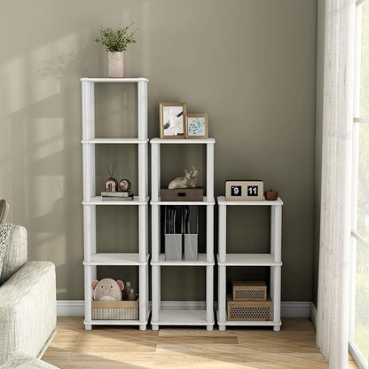 Homes: Inside + Out Apexa Modern 3-Tier Narrow Shelving Units, Collectibles Display Shelves, Easy Assembly Standing Shelf, Home Storage Organizer for Living Room, Bedroom, Office, White