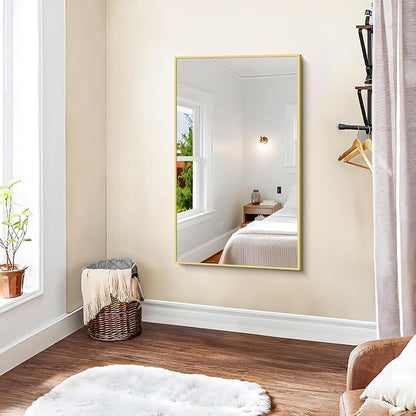 KOCUUY Gold Bathroom Mirror, 24"x40" Rectangle Bathroom Mirror for Wall, HD Tempered Glass, Anti-Rust Frame, Modern Design for Bathroom, Bedroom, Living Room, Entryway
