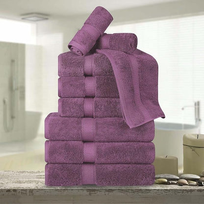 Superior Egyptian Cotton 800 GSM Plush & Absorbent, 9 Piece Set, Plum | Quick Dry, Soft Luxury Towel Set, Bath Essentials, Guest Bath, Spa, 3 Bath, 3 Hand, 3 Face Towel, Madeline Towels