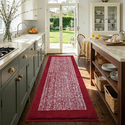 60x24 Long Bathroom Rugs Washable Non Slip, Red Bath Mat for Bathroom Floor Tub, Soft Absorbent Quick Dry Mats for Shower, Bathtub,Home Decor