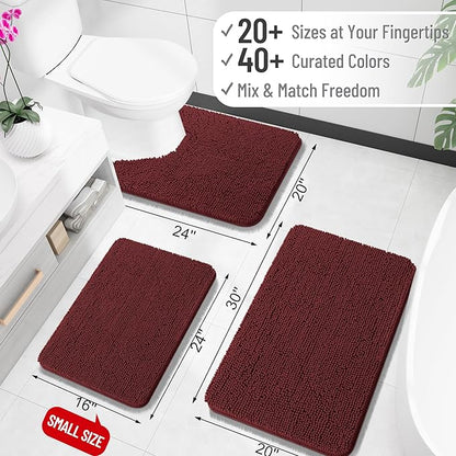 OLANLY Large Bathroom Rugs 47x32, Extra Soft Absorbent Chenille Bath Rugs | Andorra Red-Brown, Quick-Drying Rubber Backing, Washable Bath Mat for Bathroom Floor, Tub and Shower, Home Decor Accessories