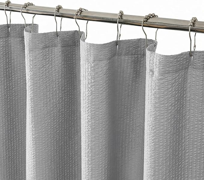 Berry Cute Shower Curtain, Embossed Textured Fabric Shower Curtain for Bathroom - Soft Cloth & Hotel Spa Luxury, Water Repellent, Machine Washable Shower Curtain, 72X72, Light Grey
