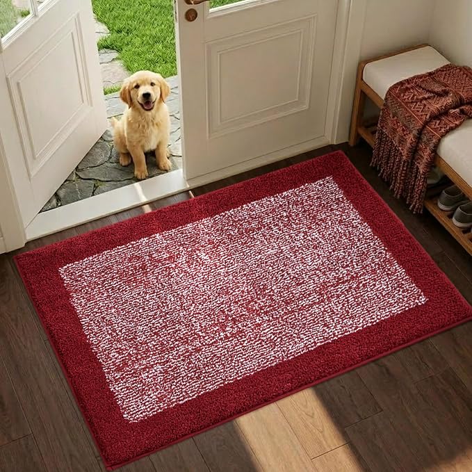 36x24 Large Bathroom Rugs Washable Non Slip, Red Bath Mat for Bathroom Floor Tub, Soft Absorbent Quick Dry Mats for Shower, Bathtub,Home Decor