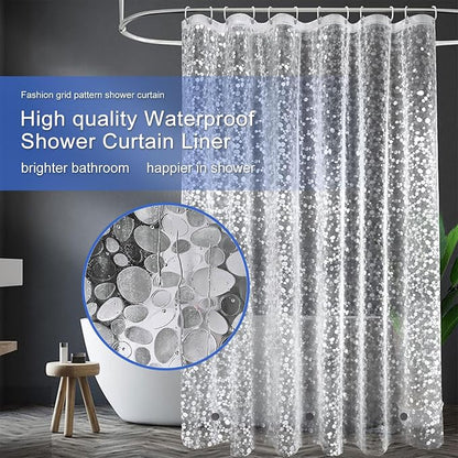 Shower Curtain Liner 76 inch Long, Waterproof Plastic Heavy Duty Shower Curtain with 3 Weighted Magnets, Pebble Pattern No Chemical Smell Shower Stall Curtain Liner, 72W x 76 L Inches