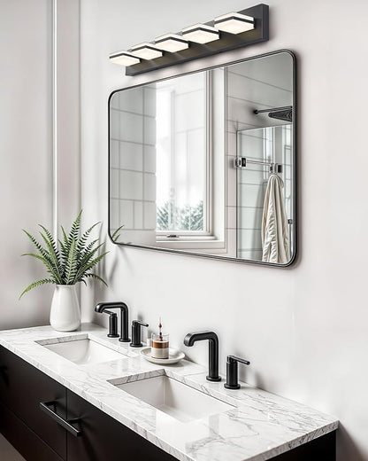 VONLUCE LED Modern Bathroom Vanity Light Fixture, Matte Black | 34'', 5-Light, 3CCT, 360° Rotate, High CRI, Flicker-free, Dimmable, Memory Function, Waterproof IP44, Easy Installation
