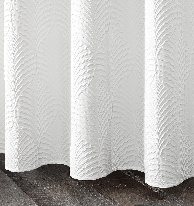 72x78 Long Shower Curtain, White 3D Embossed Half Bath Curtain | Long White Shower Curtain for Bathroom, 3D Embossed Textured Farmhouse Fabric Hotel Bathroom Decor, 72x78