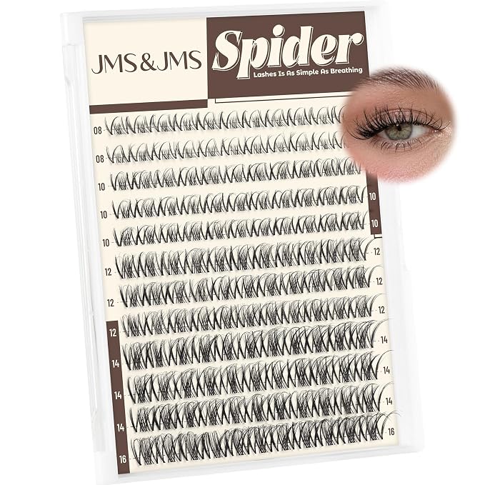 JMS&JMS Spider Lash Clusters Breeze Wispy Eyelash Clusters Natural Eyelash Extension Invisible Band D Curly 8-16mm Spider Lashes