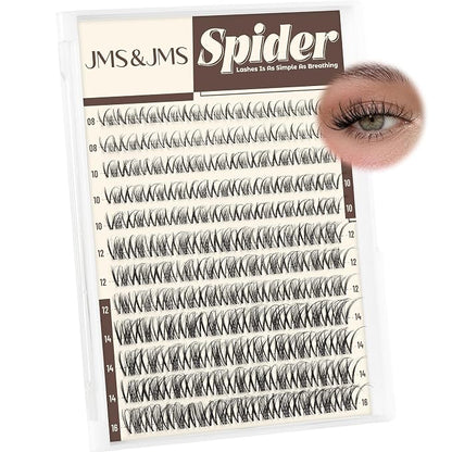 JMS&JMS Spider Lash Clusters Breeze Wispy Eyelash Clusters Natural Eyelash Extension Invisible Band D Curly 8-16mm Spider Lashes