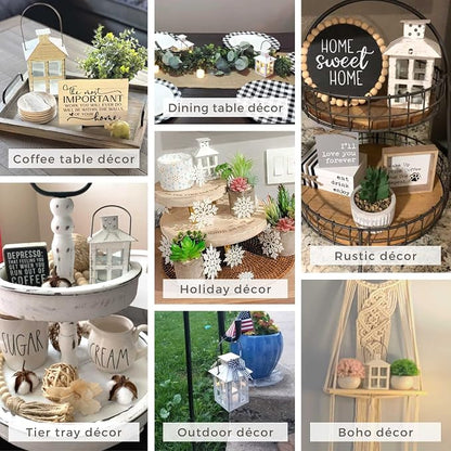 Kate Aspen Set of 6 White Vintage Distressed Rustic Candle Holder Decorative Lantern (6 Inch), Wedding Decoration, Centerpiece, Farmhouse Decor, Shelf Decor