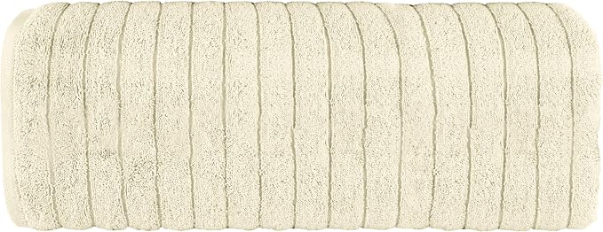 Elegant Comfort 100% Turkish Cotton Corduroy Ribbed Luxury Jumbo Bath Towel Ultra Soft - 35 x 70 Inch - Luxury Spa Premium Hotel Quality Highly Absorbent and Quick Dry Large Bath Towel, Ivory