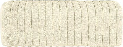 Elegant Comfort 100% Turkish Cotton Corduroy Ribbed Luxury Jumbo Bath Towel Ultra Soft - 35 x 70 Inch - Luxury Spa Premium Hotel Quality Highly Absorbent and Quick Dry Large Bath Towel, Ivory