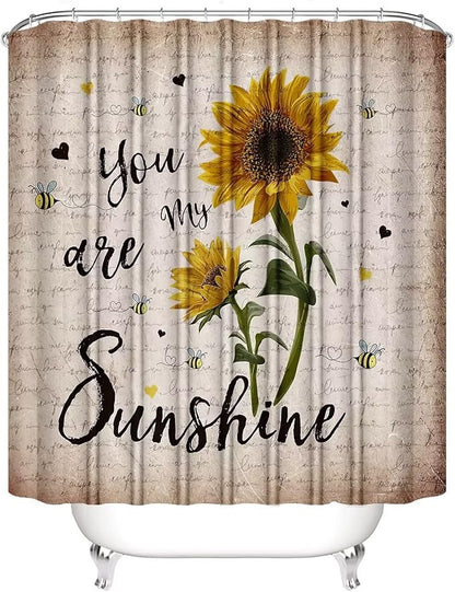 AZHM 4pcs Sunflower Shower Curtain Set with Rugs You are My Sunshine Bathroom Decor Set Bathroom Curtains Shower with 12 Hooks