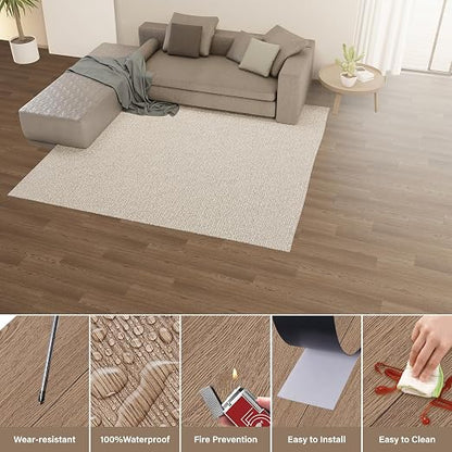 INMOZATA 36 Pack Peel and Stick Floor Tile Waterproof Vinyl Plank Flooring | 54 Sq.Ft, Heat-resistant, Wood Grain Self Adhesive Flooring for DIY Bedroom Living Room Bathroom Kitchen (Smoke Oak)