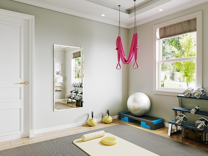 Frameless Bathroom Mirror 24"x48", Beveled Bathroom Mirror | 4mm Tempered Glass Shatterproof Wall Mount Mirrors for Entryway Vanity Bathroom Bedroom, Hangs Horizontally or Vertically