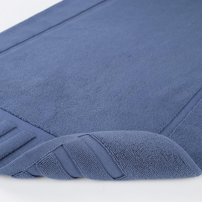 Superior 100% Cotton Bathmat Set, Bath Mats, Bathroom Decor, Shower, Bathtub Essentials, Home Accessories, Washable Rug, No Backing, Heavyweight, Leo Collection, Set of 2, 22" x 35", Navy Blue