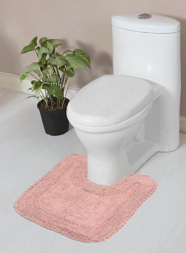 Home Weavers Radiant Collection 100% Cotton Bathroom Rugs Set, Washable Rug, Soft Cotton Extra Soft and Absorbent Bath Rug, Kitchen Mat, Bath Mat Set, Bath Floor Mat Non Slip, 20"x20" Contour, Pink