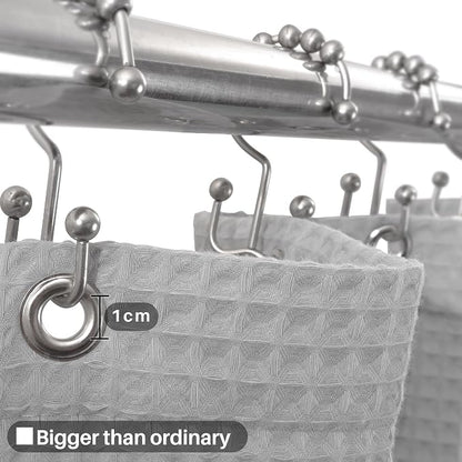 Barossa Design Cotton Blend Shower Curtain Honeycomb Waffle Weave, Grey Fabric Shower Curtains for Bathroom with Hotel Grade & Spa Style, Machine Washable - Lake Wanaka Gray, 72x72