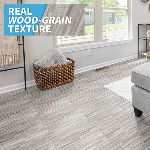 Art3d 36-Pack Wood Texture Peel and Stick Vinyl Flooring Tiles, Dusty Grey | 18 & 54 sq.ft Options, Rigid Surface Hard Core, Waterproof, Self-Adhesive, Impact Resistant, Fit Indoor Household Spaces
