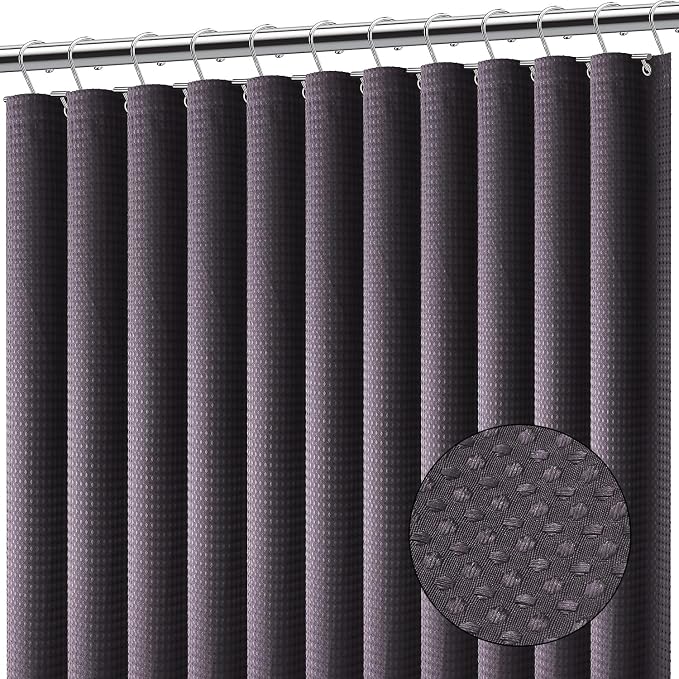 Clara Clark Purple Shower Curtain - Hotel Quality Waffle Fabric Bath Curtain 72x72, Heavy Duty Waterproof Shower Curtains for Bathroom