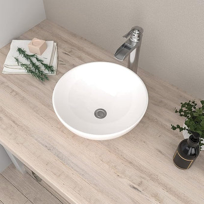 Mocoloo Oval Vessel Sink - 13'' x 13'' Bathroom Sink Countertop Oval Shape Small Ceramic Bathroom Sinks Above Counter White Porcelain Art Basin