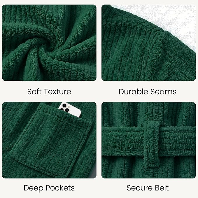 PJGGZ Men's Shawl Collar Bathrobe, Soft Long Towel Robe for Men - Super Absorbent Quick Dry yet Warm