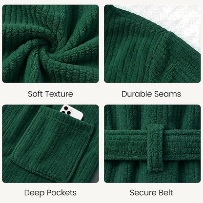 PJGGZ Men's Shawl Collar Bathrobe, Soft Long Towel Robe for Men - Super Absorbent Quick Dry yet Warm