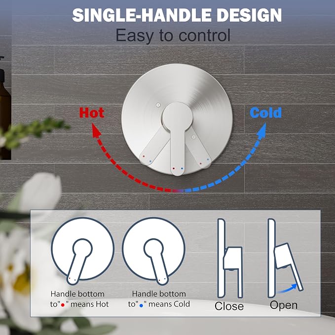 Tub Shower Faucet, Brushed Nickel Shower Faucet Set with 8-Inch All-Metal Rainfall Showerhead and Bathtub Spout, Single-Handle Tub Shower-Trim Kit Included Valve, Brushed Nickel